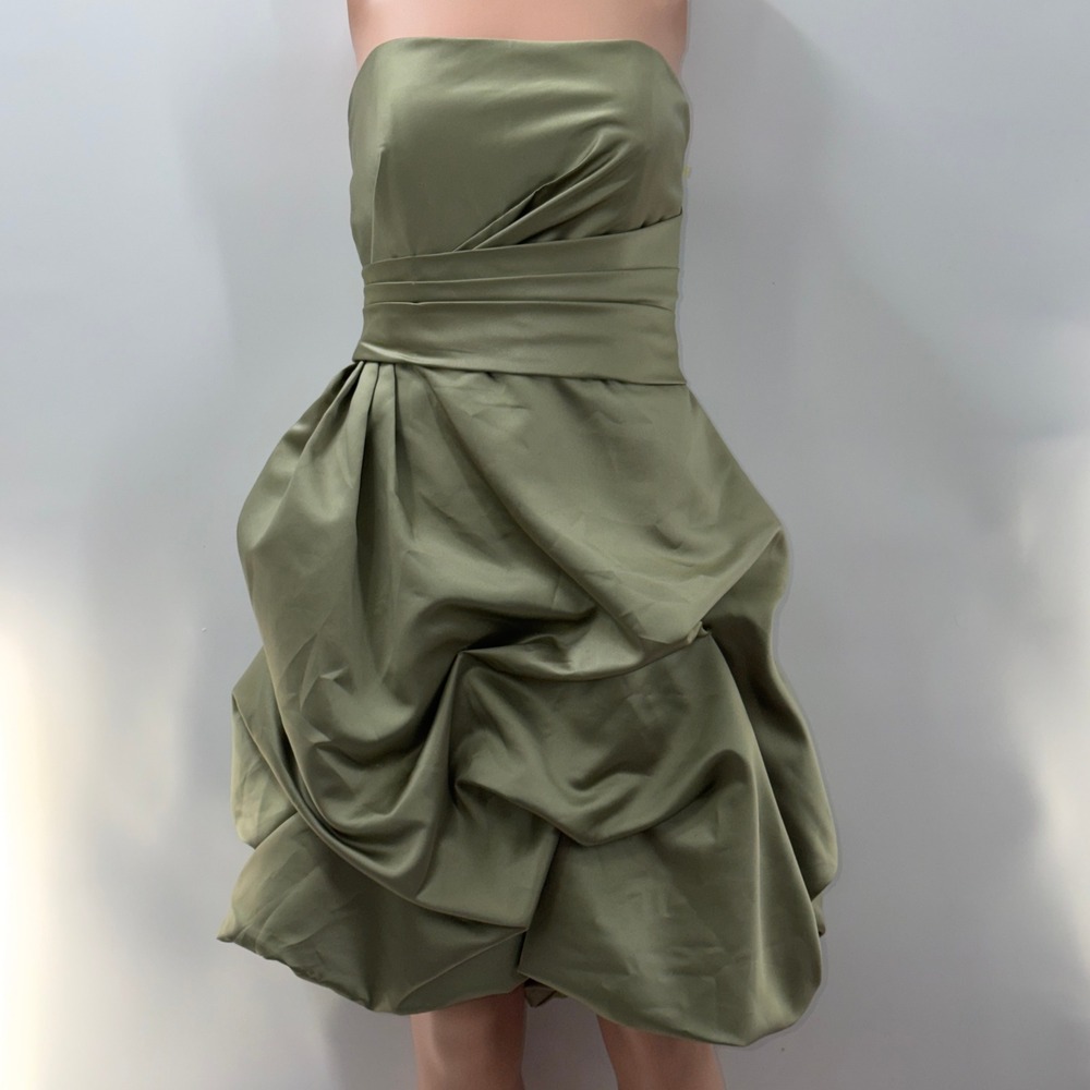 Pretty Maids 10 Sage Bubble Hem Satin HOCO Prom Y2K Coquette Faircore Glam